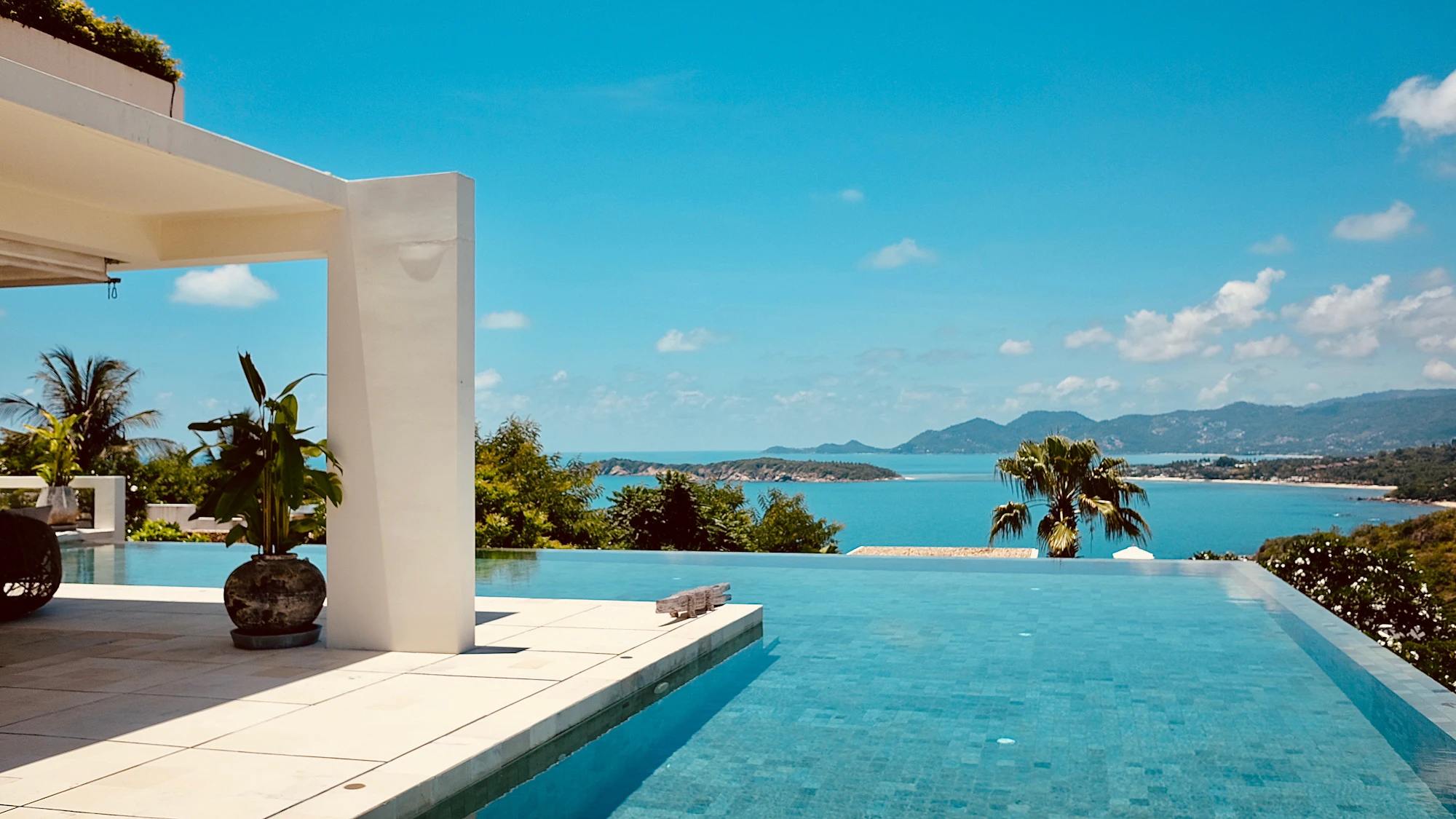 Infinity pool overlooking a bay